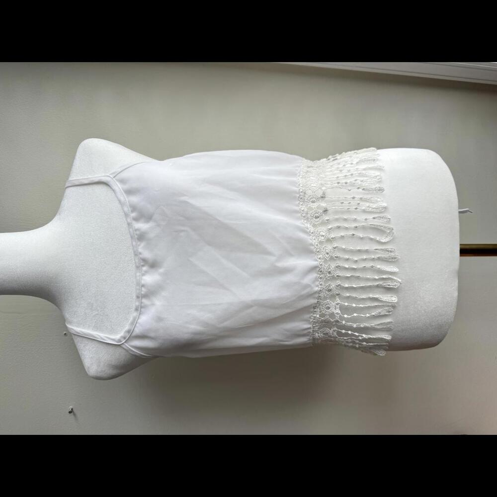 Charlotte Russe White Beaded Crop Top with Fringe size medium